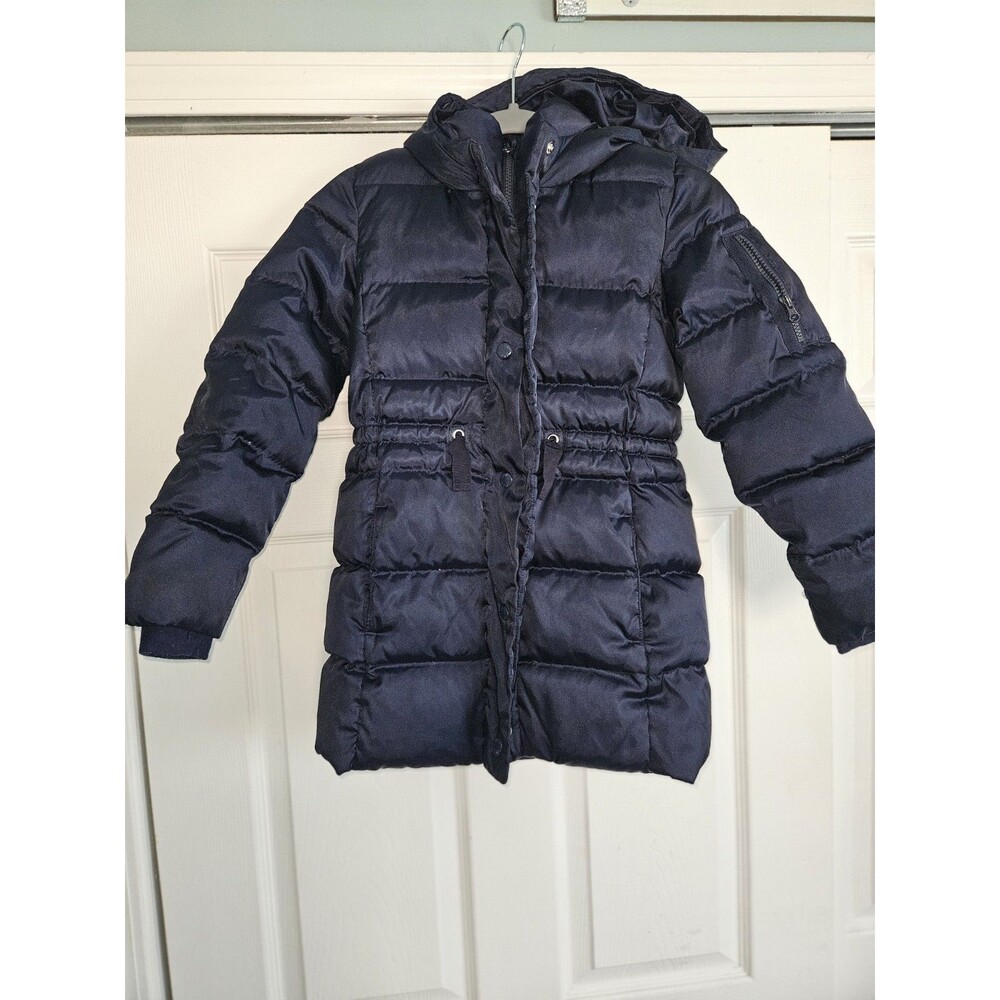 GAP Kids Hooded Puffer Jacket Youth Small Regular Navy Blue Winter Coat